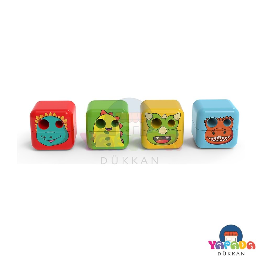 Adel Cubies Dinozorlar Tek Delikli Plastik Kalemtraş Karma Model 2260000025000