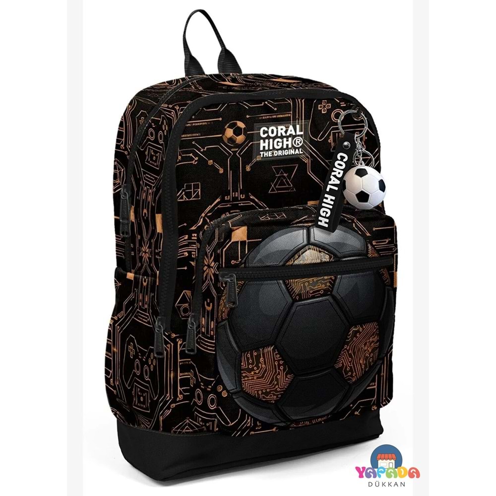 Coral High Kids 33217 Futbol Desenli Dört Bölmeli Okul Sırt Çantası