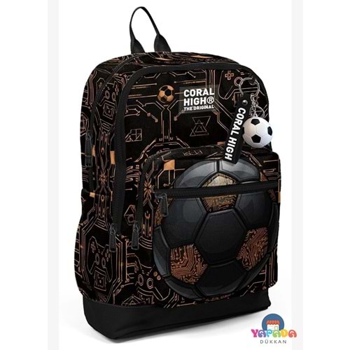 Coral High Kids 33217 Futbol Desenli Dört Bölmeli Okul Sırt Çantası