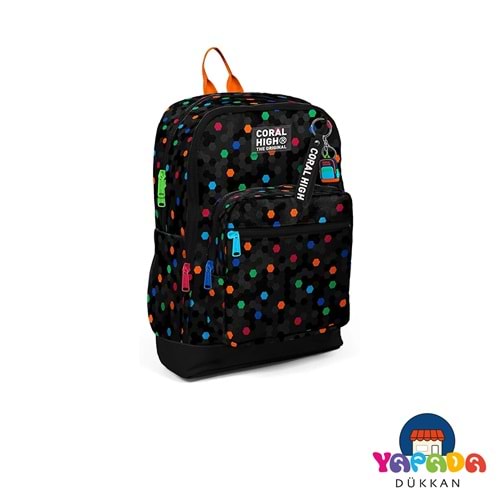 Coral High Kids 33210 Siyah Renkli Petek Desenli Dört Bölmeli Okul Sırt Çantası