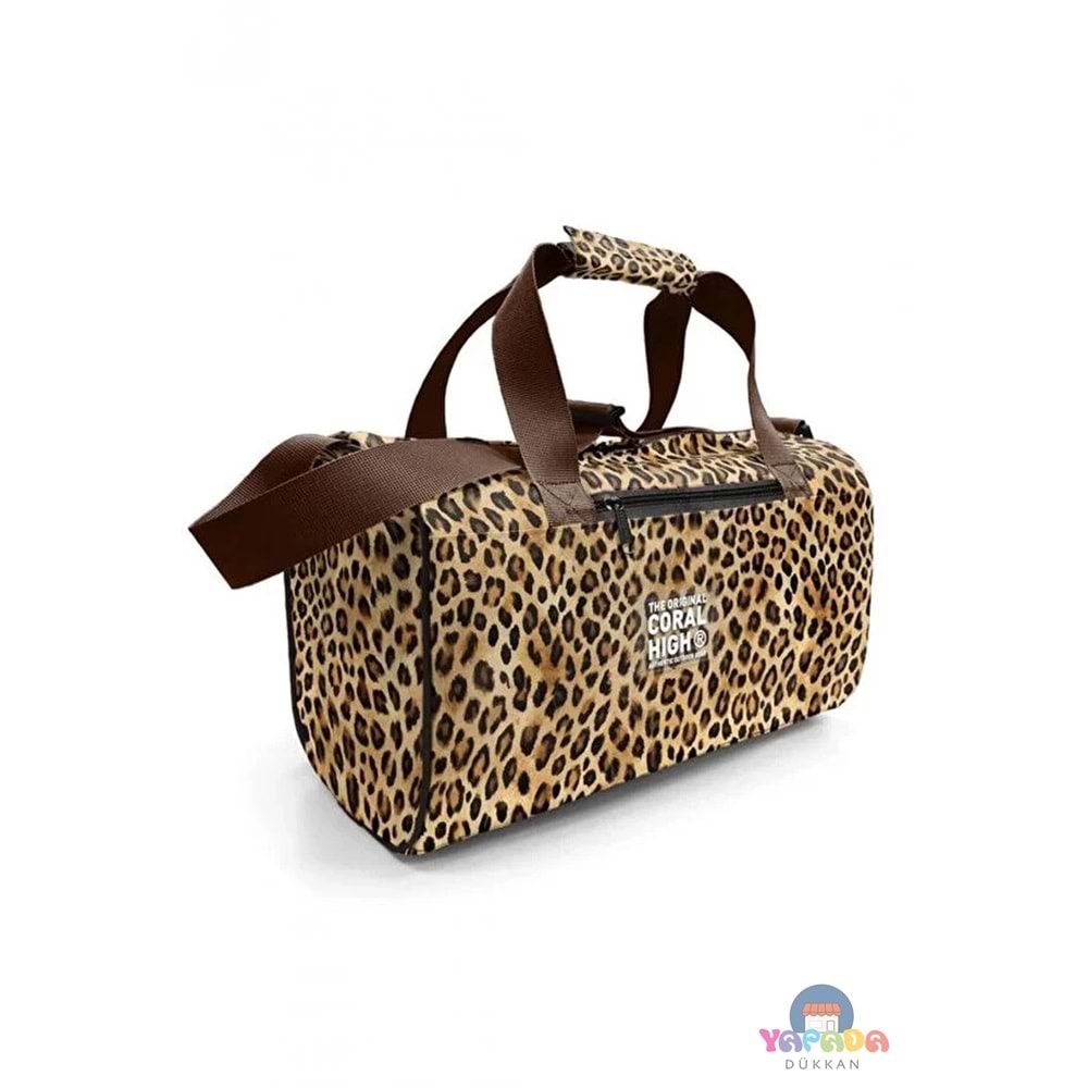 Coral High 27533 Kahverengi Leopar Desenli Spor ve Seyahat Çantası