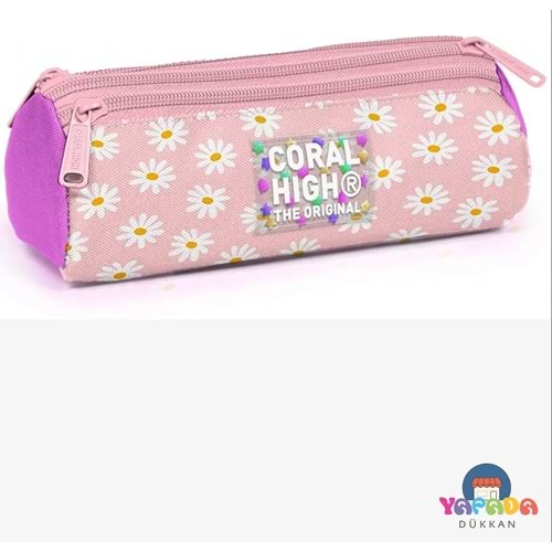 Coral High Kids 31024 Papatya Desenli Üç Bölmeli Kalem Çantası