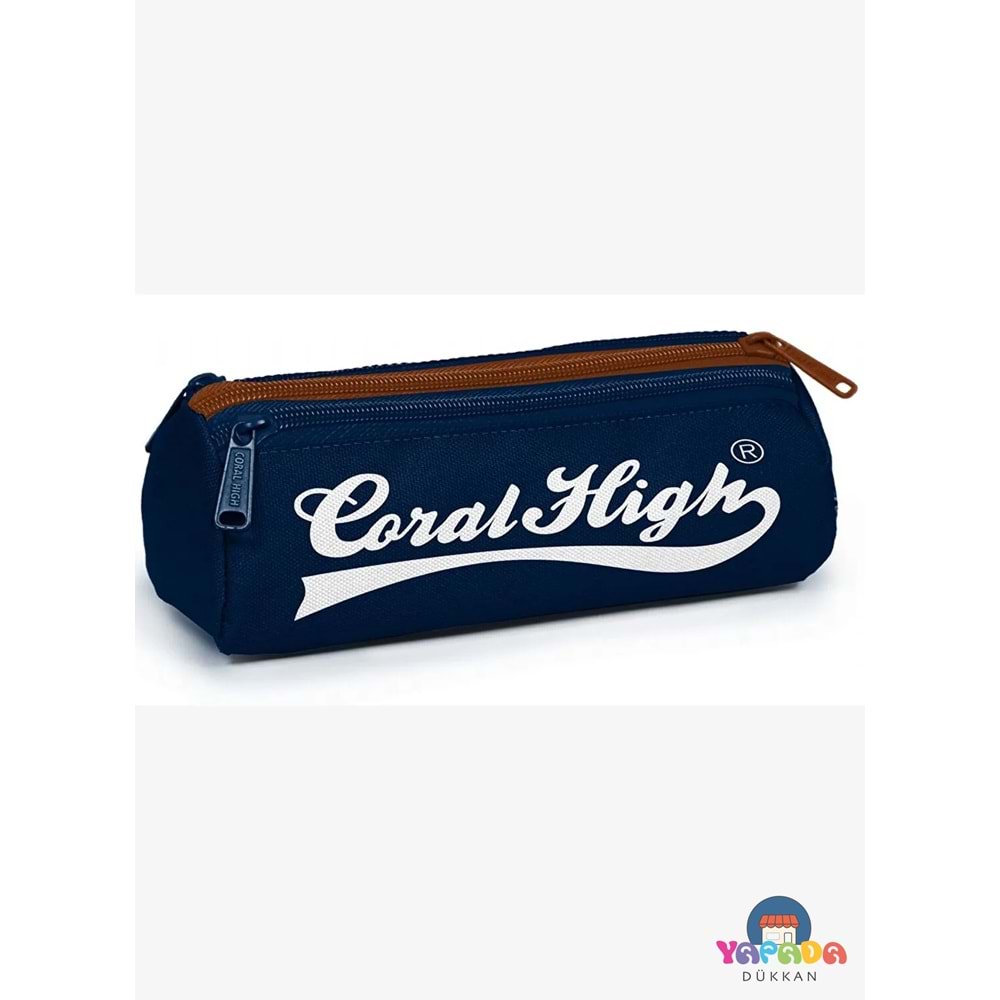 Coral High Kids 31036 Lacivert Kahverengi Desenli Üç Bölmeli Kalem Çantası