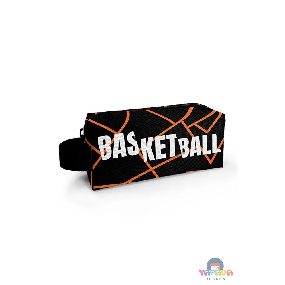 Coral High Kids 22079 Turuncu Siyah Basketbol Desenli Tek Bölmeli Kalem Çantası
