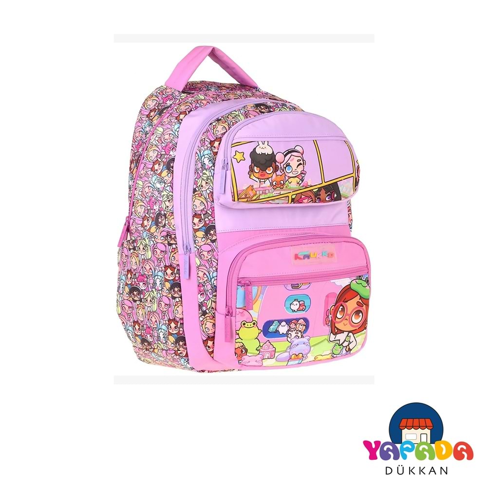 Kaukko Kids Nagy Pembe Beş Bölmeli Kız Çocuk Okul Sırt Çantası