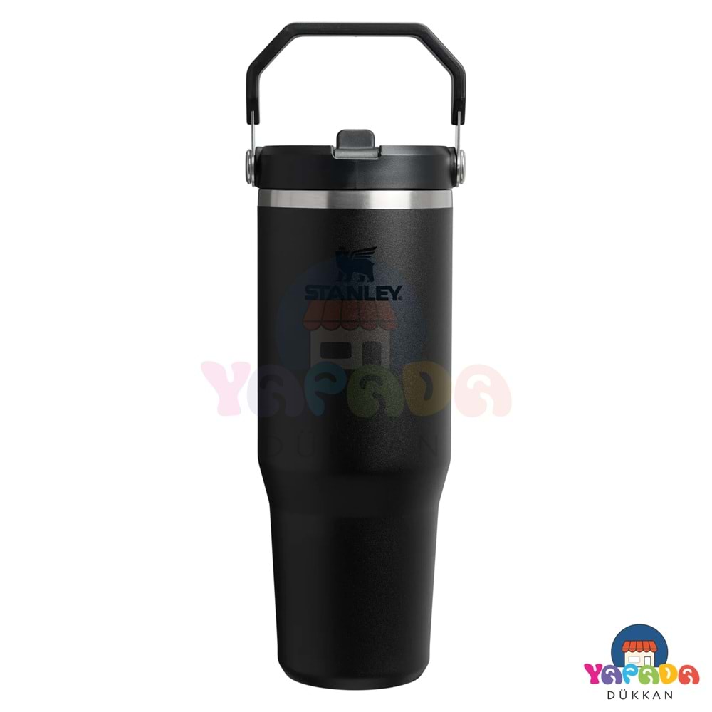 Stanley IceFlow Flip Straw 10-12043-071 890 ml 18/8 Çelik Katlanır Tutacaklı Siyah (Black 2.0) Pipetli Termos Bardak